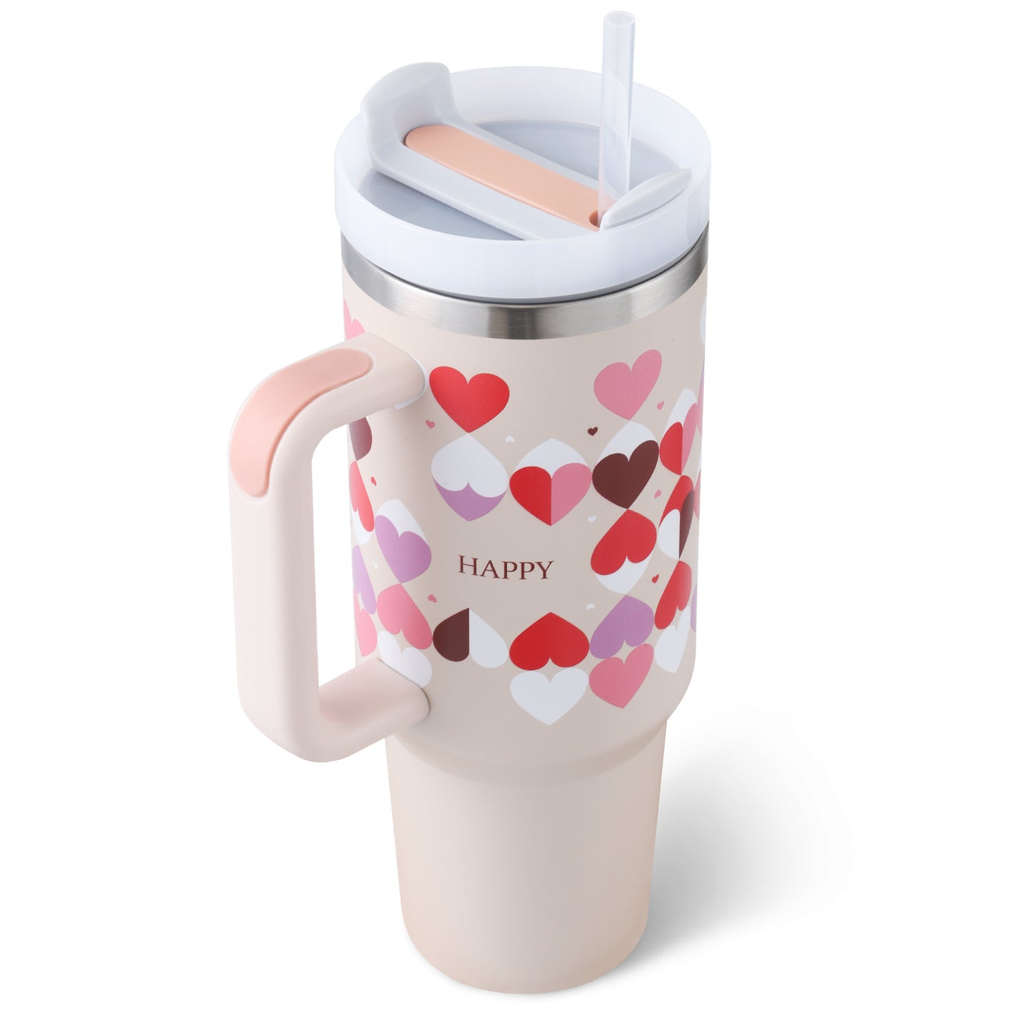 40 Oz Tumbler With Handle Straw Insulated, Stainless Steel Spill Proof Vacuum Coffee Cup Tumbler With Lid Tapered Mug Gifts For Valentine Lover Suitable For Car Gym Office Travel - My Store