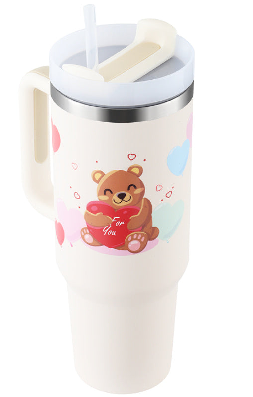 40 Oz Tumbler With Handle Straw Insulated, Stainless Steel Spill Proof Vacuum Coffee Cup Tumbler With Lid Tapered Mug Gifts For Valentine Lover Suitable For Car Gym Office Travel - My Store