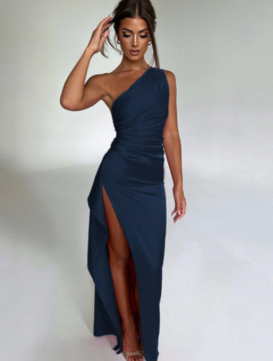 Sexy One-shoulder Backless Slit Dress - My Store