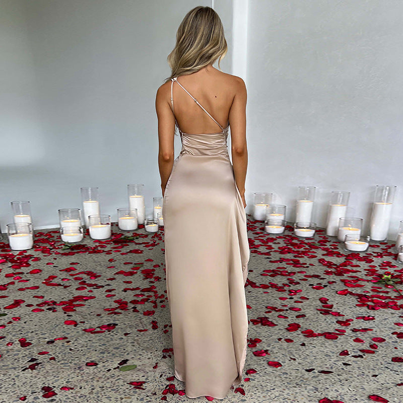 Sexy One-shoulder Backless Slit Dress - My Store