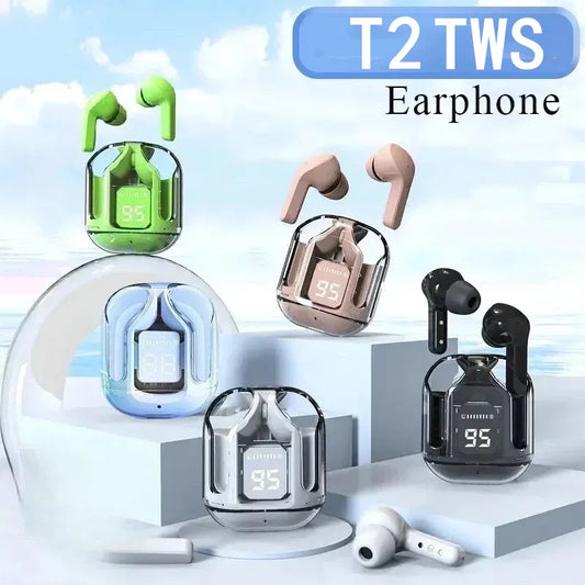 T2 Wireless Mini Earbuds LED Power Digital Display TWS Wireless Headset Stereo Sound Bluetooth Headphones 5.3 for Xiaomi iphone - My Store