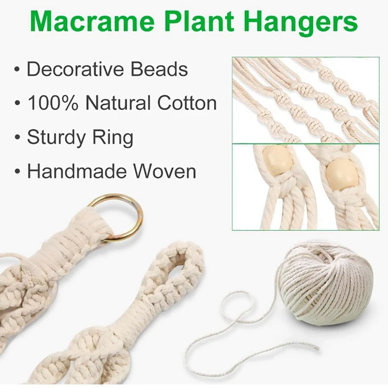 Hanging Plant Handmade Macrame Hanger Flower Pot Wall Decor Courtyard Garden Hanging Planter - My Store