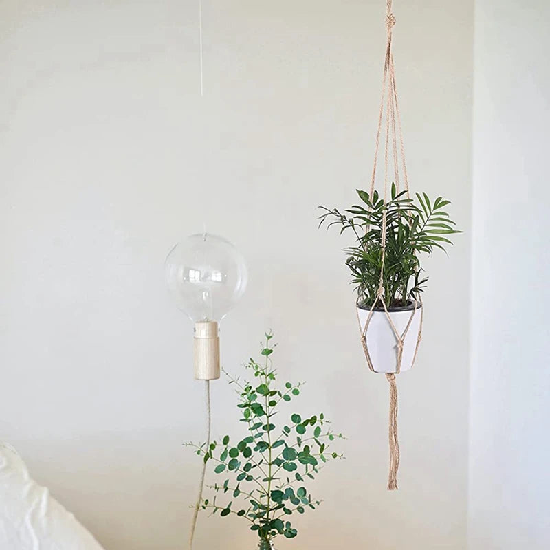 Hanging Plant Handmade Macrame Hanger Flower Pot Wall Decor Courtyard Garden Hanging Planter - My Store