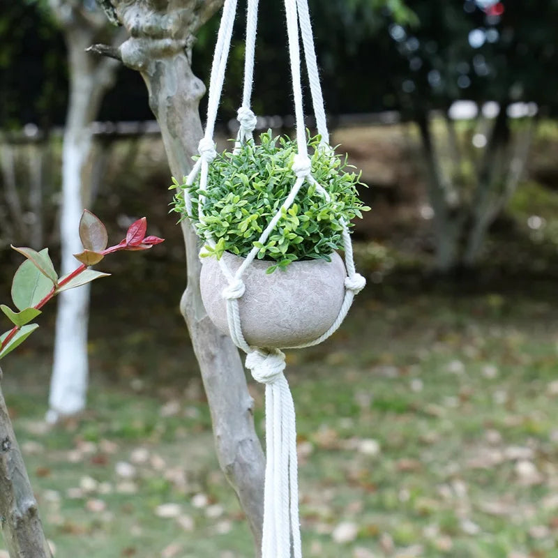 Hanging Plant Handmade Macrame Hanger Flower Pot Wall Decor Courtyard Garden Hanging Planter - My Store